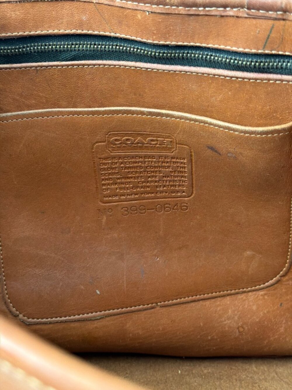 1970/80s Coach Glove Tanned British Tan Marketing Tote Bag NYC 399-0645 w/FLAWS - Picture 15 of 15
